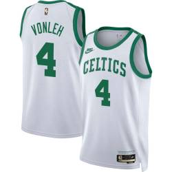 White Classic Celtics #4 Noah Vonleh Twill Basketball Jersey