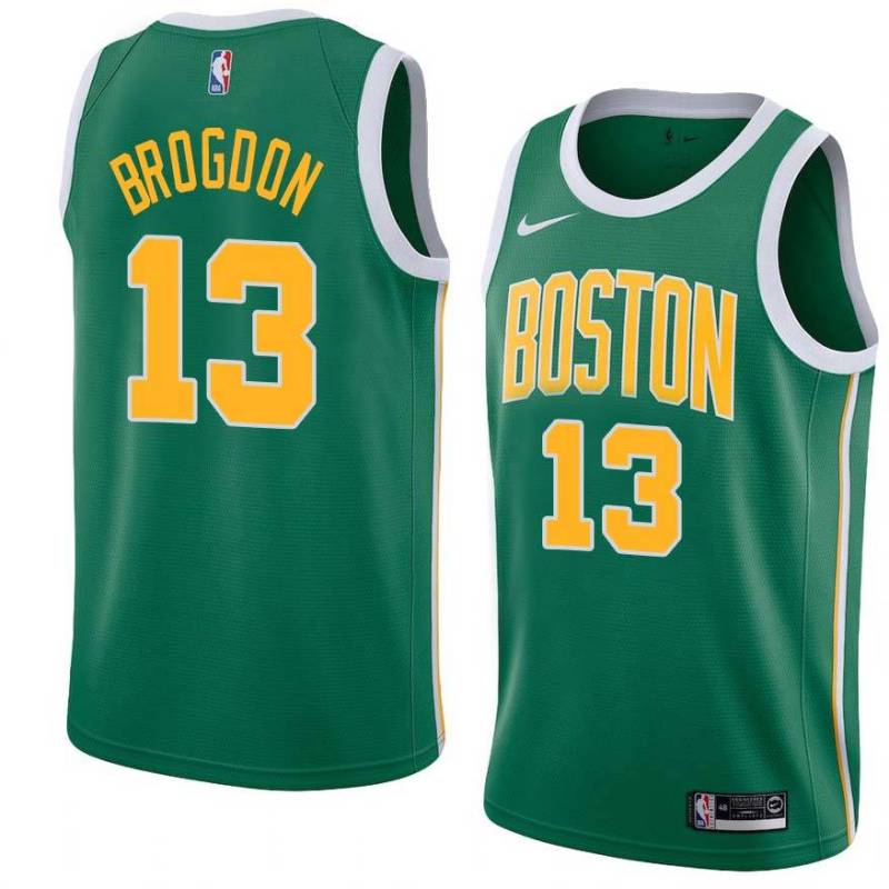  Green_Gold 2018-19 Earned Celtics #13 Malcolm Brogdon Twill Basketball Jersey