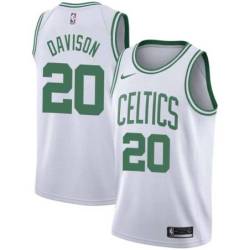 White Celtics #20 JD Davison Twill Basketball Jersey