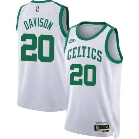  White Classic Celtics #20 JD Davison Twill Basketball Jersey