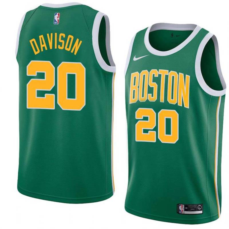  Green_Gold 2018-19 Earned Celtics #20 JD Davison Twill Basketball Jersey