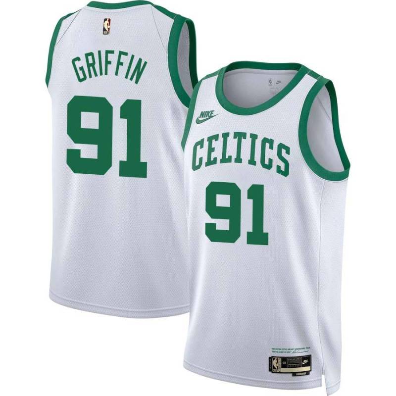  White Classic Celtics #91 Blake Griffin Twill Basketball Jersey