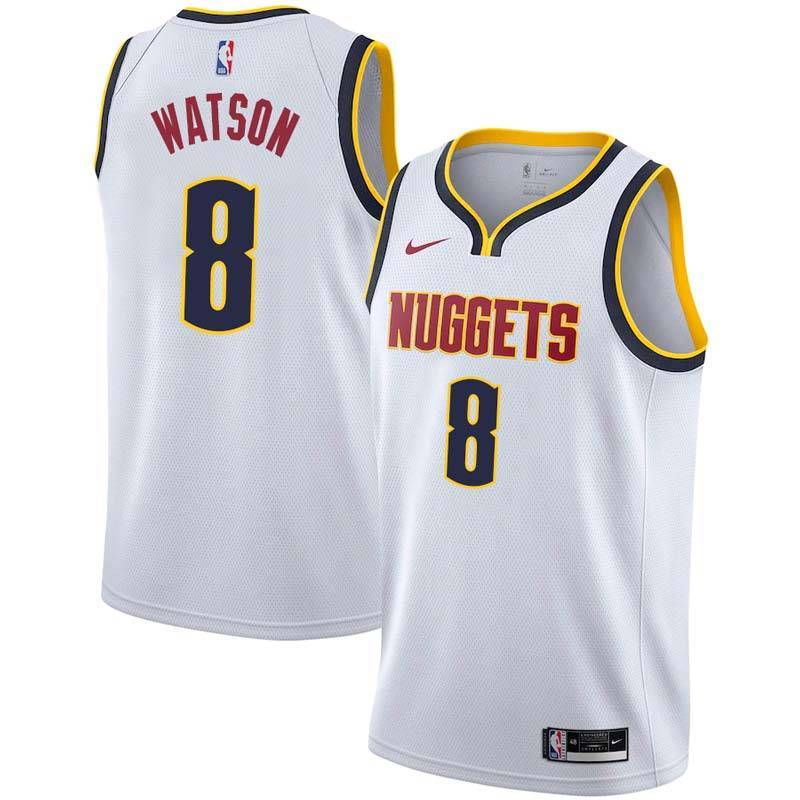White Nuggets #8 Peyton Watson Twill Basketball Jersey