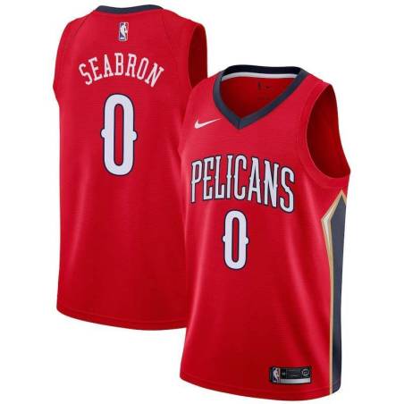 Red Pelicans #0 Dereon Seabron Twill Basketball Jersey