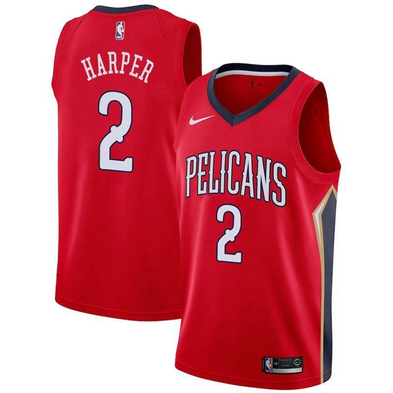 Red Pelicans #2 Jared Harper Twill Basketball Jersey