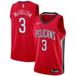 Red Pelicans #3 CJ McCollum Twill Basketball Jersey