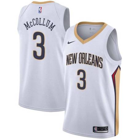 White Pelicans #3 CJ McCollum Twill Basketball Jersey