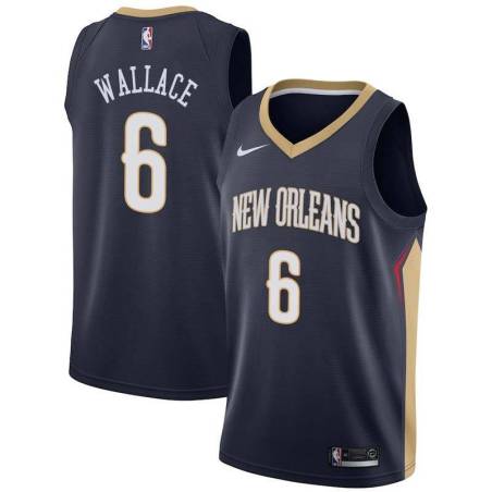 Navy Pelicans #6 Tyrone Wallace Twill Basketball Jersey