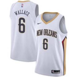White Pelicans #6 Tyrone Wallace Twill Basketball Jersey