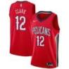 Red Pelicans #12 Gary Clark Twill Basketball Jersey