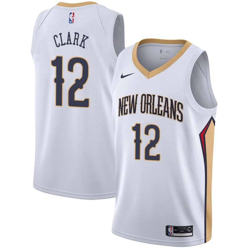 White Pelicans #12 Gary Clark Twill Basketball Jersey