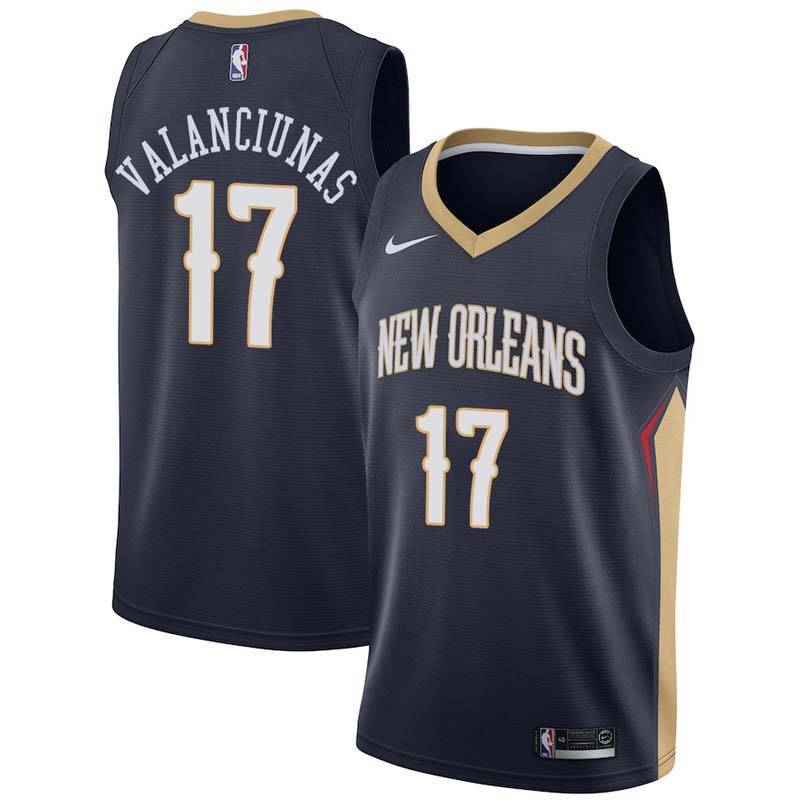 Navy Pelicans #17 Jonas Valanciunas Twill Basketball Jersey