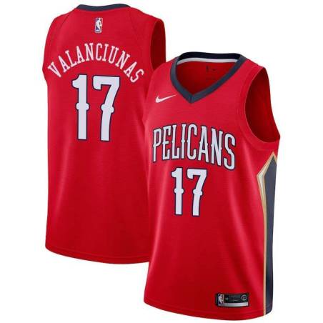 Red Pelicans #17 Jonas Valanciunas Twill Basketball Jersey