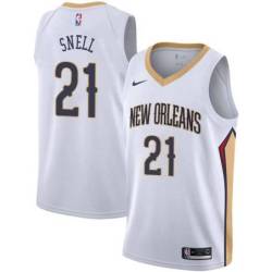 White Pelicans #21 Tony Snell Twill Basketball Jersey
