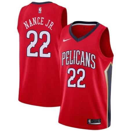 Red Pelicans #22 Larry Nance Jr Twill Basketball Jersey