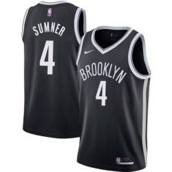 Black Nets #4 Edmond Sumner Twill Basketball Jersey