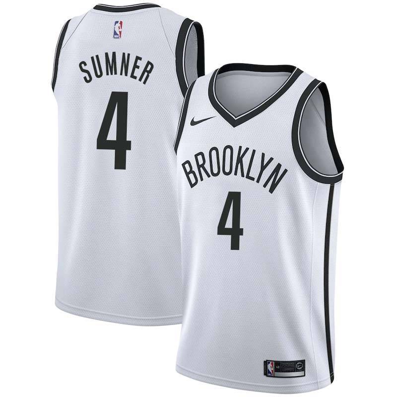 White Nets #4 Edmond Sumner Twill Basketball Jersey