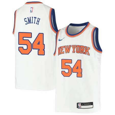 White Charles Smith Twill Basketball Jersey -Knicks #54 Smith Twill Jerseys, FREE SHIPPING