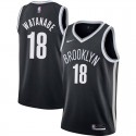 Black Nets #18 Yuta Watanabe Twill Basketball Jersey