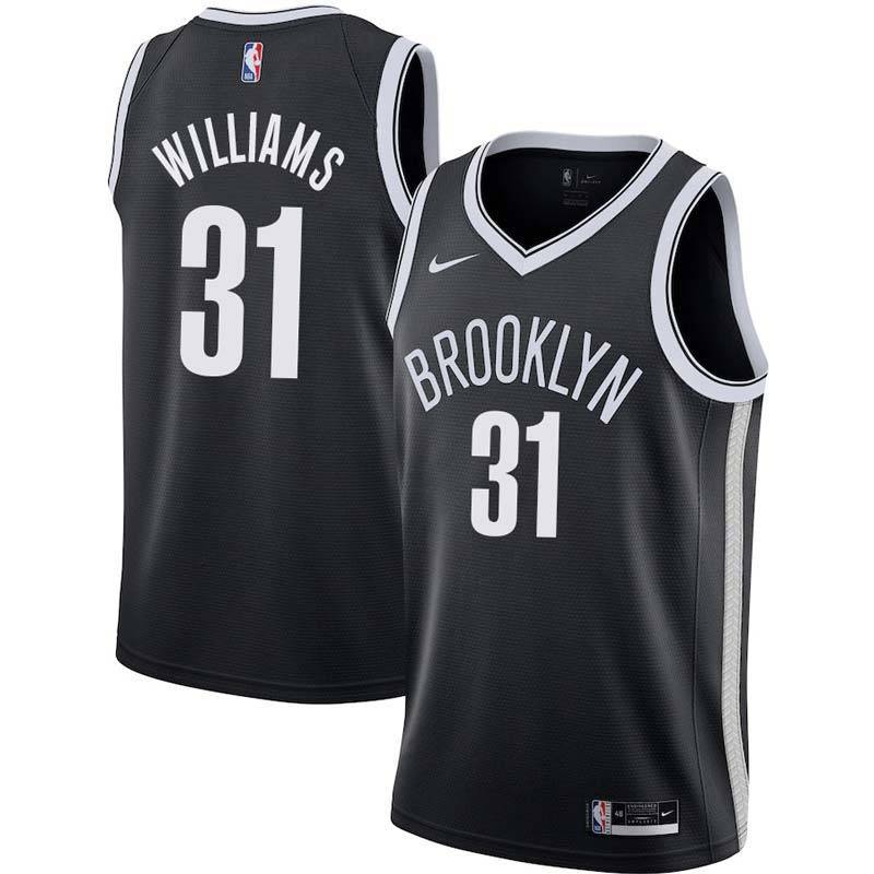 Black Nets #31 Alondes Williams Twill Basketball Jersey