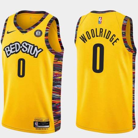 Yellow Orlando Woolridge Nets #0 Twill Basketball Jersey