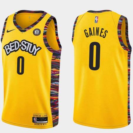 Yellow Sundiata Gaines Nets #0 Twill Basketball Jersey