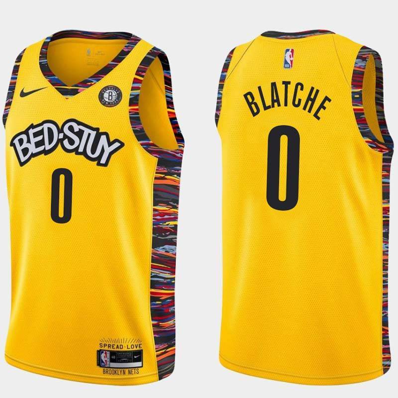 Yellow Andray Blatche Nets #0 Twill Basketball Jersey