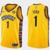 Yellow Phil Ford Nets #1 Twill Basketball Jersey