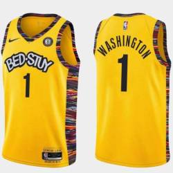 Yellow Pearl Washington Nets #1 Twill Basketball Jersey