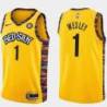 Yellow David Wesley Nets #1 Twill Basketball Jersey