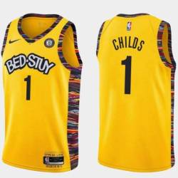 Yellow Chris Childs Nets #1 Twill Basketball Jersey