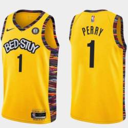 Yellow Elliot Perry Nets #1 Twill Basketball Jersey