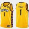 Yellow Elliot Perry Nets #1 Twill Basketball Jersey