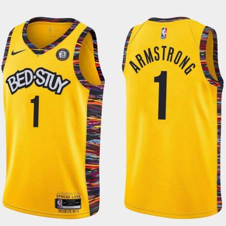 Yellow Brandon Armstrong Nets #1 Twill Basketball Jersey