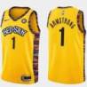 Yellow Brandon Armstrong Nets #1 Twill Basketball Jersey