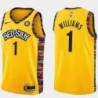 Yellow Marcus Williams Nets #1 Twill Basketball Jersey