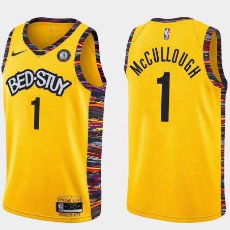 Yellow Chris McCullough Nets #1 Twill Basketball Jersey