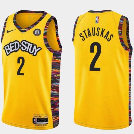 Yellow Nik Stauskas Nets #2 Twill Basketball Jersey