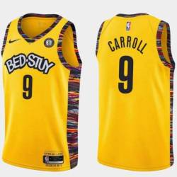 Yellow DeMarre Carroll Nets #9 Twill Basketball Jersey