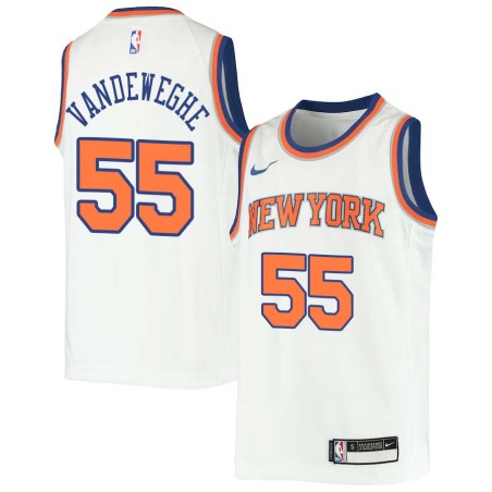 White Kiki Vandeweghe Twill Basketball Jersey -Knicks #55 Vandeweghe Twill Jerseys, FREE SHIPPING