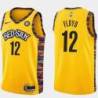 Yellow Sleepy Floyd Nets #12 Twill Basketball Jersey