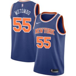 Blue Dikembe Mutombo Twill Basketball Jersey -Knicks #55 Mutombo Twill Jerseys, FREE SHIPPING