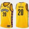 Yellow Ollie Taylor Nets #20 Twill Basketball Jersey