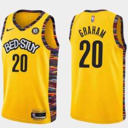 Yellow Greg Graham Nets #20 Twill Basketball Jersey