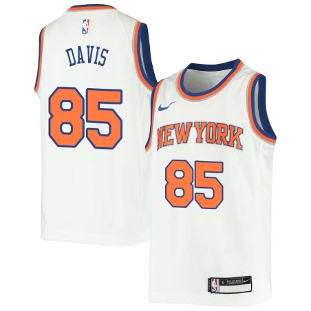 White Baron Davis Twill Basketball Jersey -Knicks #85 Davis Twill Jerseys, FREE SHIPPING