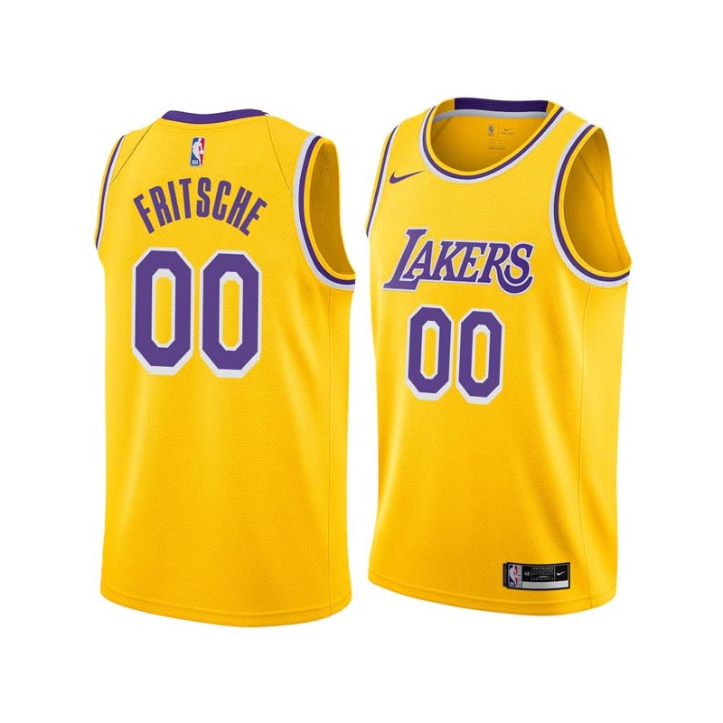 Gold Jim Fritsche Twill Basketball Jersey -Lakers #00 Fritsche Twill Jerseys, FREE SHIPPING