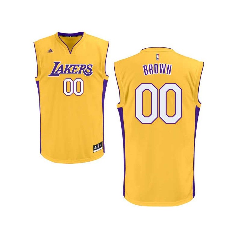 Gold George Brown Twill Basketball Jersey -Lakers #00 Brown Twill Jerseys, FREE SHIPPING