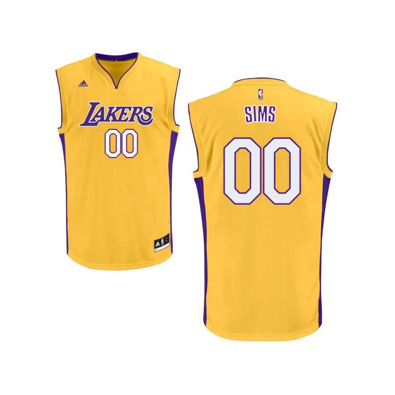 Gold Bob Sims Twill Basketball Jersey -Lakers #00 Sims Twill Jerseys, FREE SHIPPING