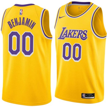 Gold Benoit Benjamin Twill Basketball Jersey -Lakers #00 Benjamin Twill Jerseys, FREE SHIPPING