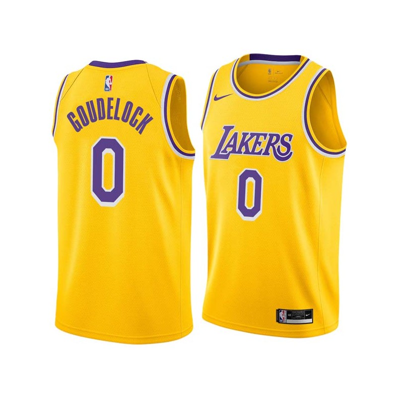 Gold Andrew Goudelock Twill Basketball Jersey -Lakers #0 Goudelock Twill Jerseys, FREE SHIPPING